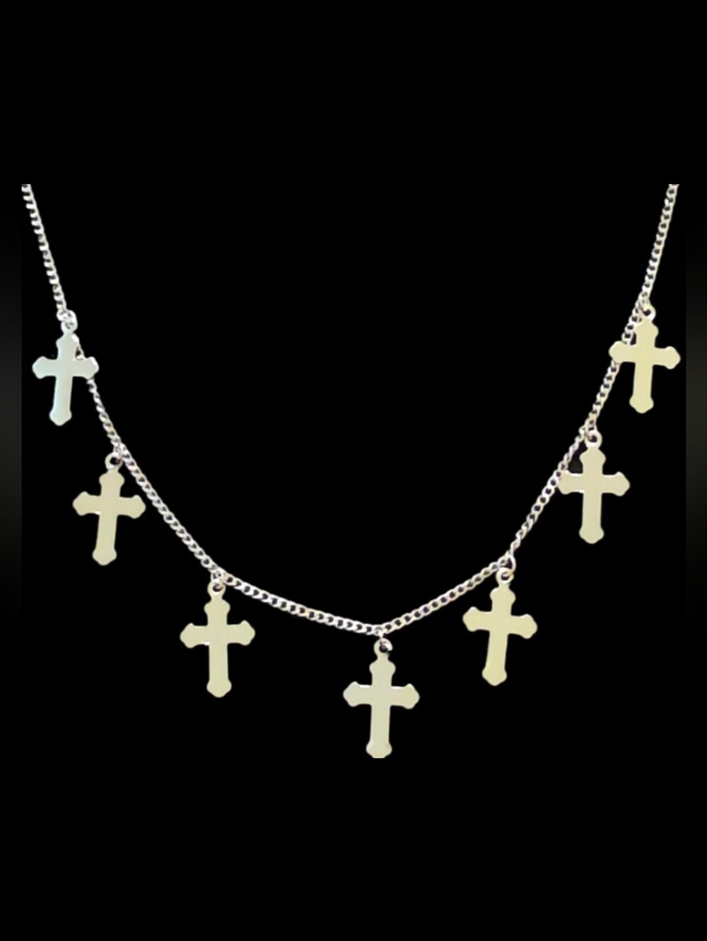 Silvertone Cross Charm Necklace